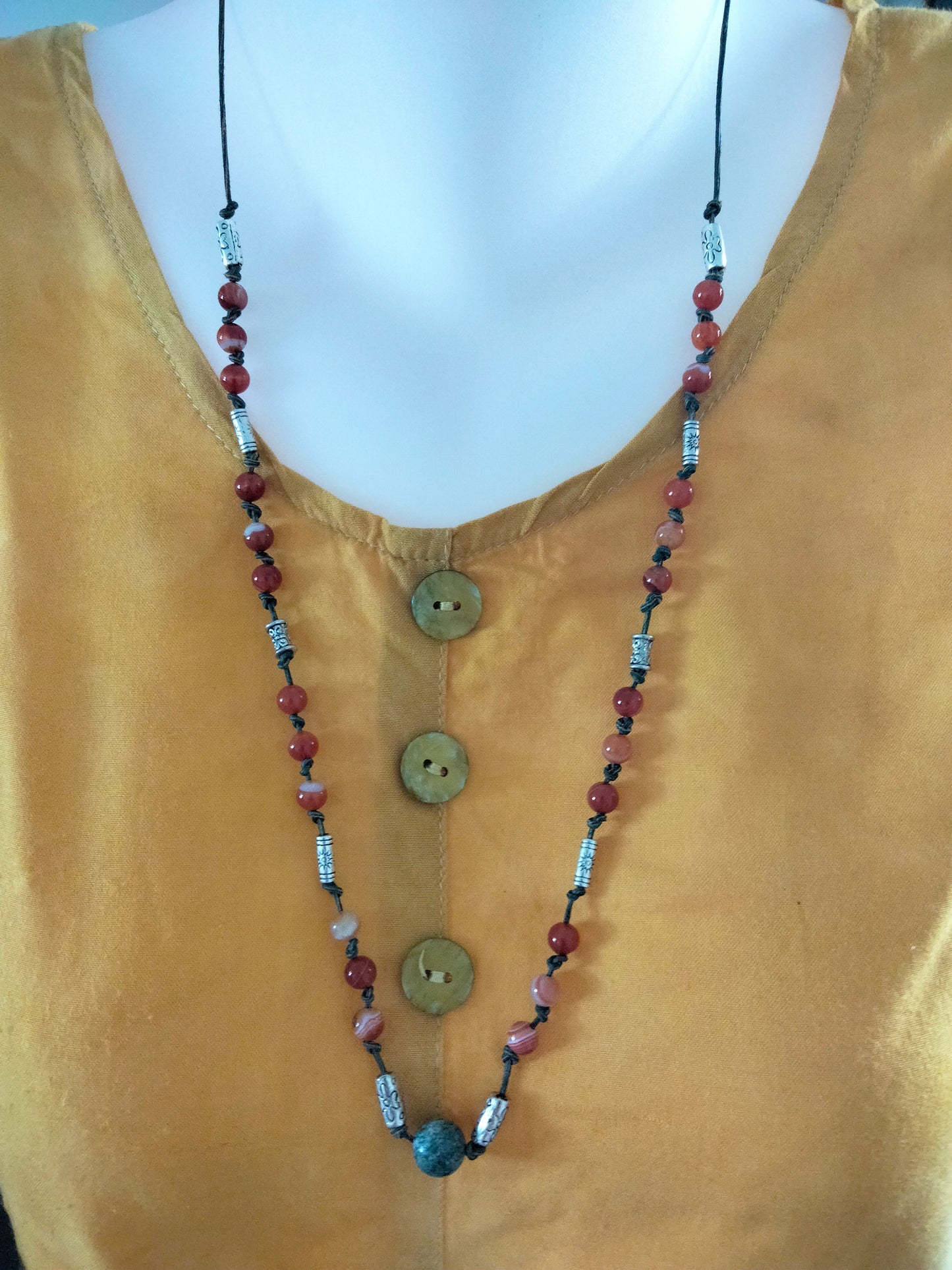 Collier agate arbre cornaline