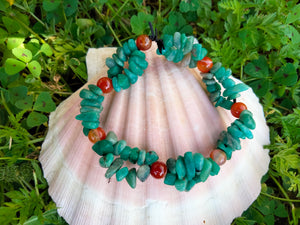 Bracelet élastique-Cornaline-Amazonite