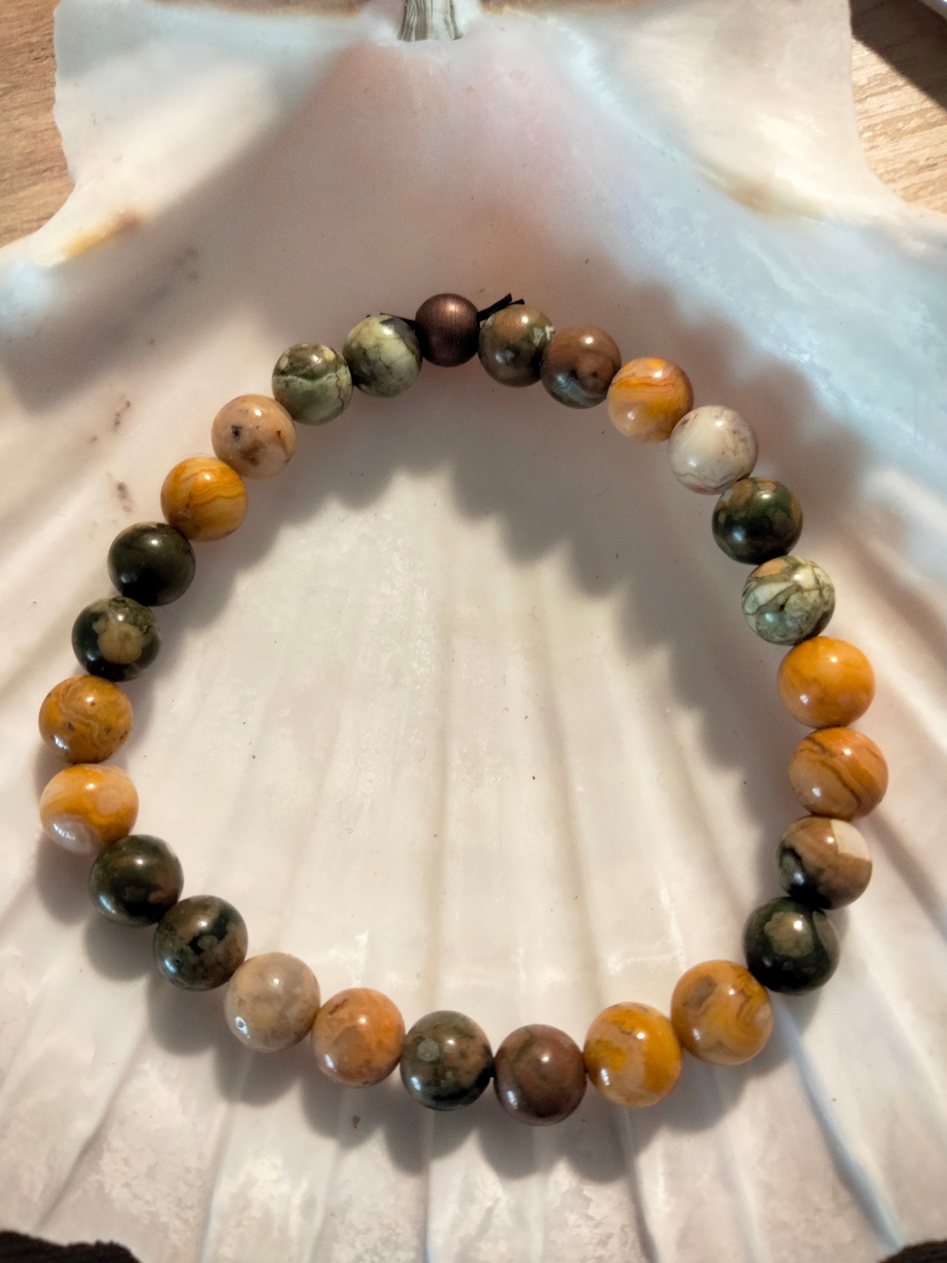 Bracelet élastique-Agate Crazy lace, Rhyolite - "Sois toi même !"